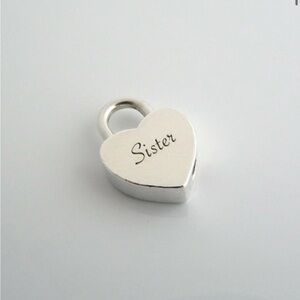 Tiffany & Co SISTER Padlock Heart Pendant Charm